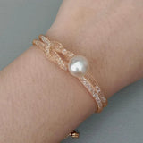 Pink Freshwater Pearl Plated Loop Bracelet