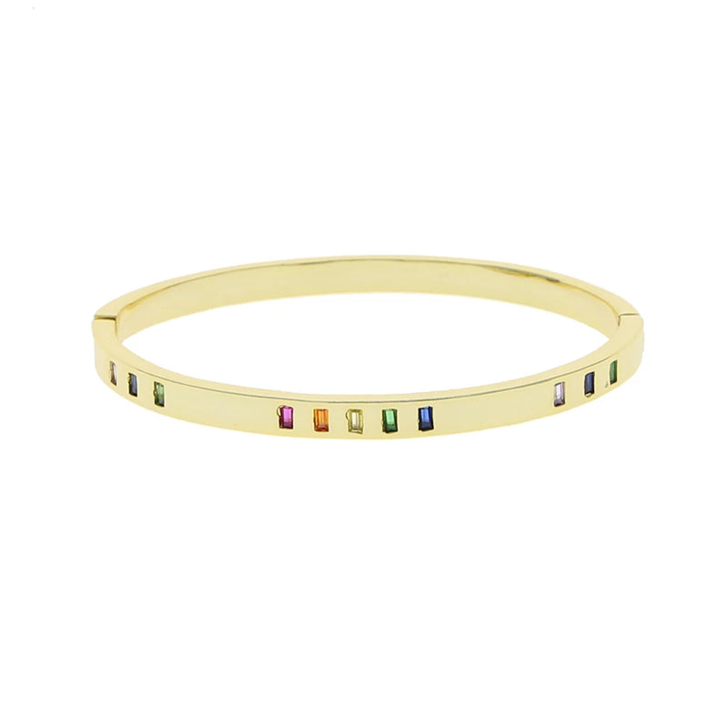 Rainbow CZ Open Bangle Women Jewelry