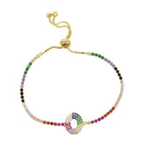 Colorful CZ Tennis Chain Initial Adjust Bracelet