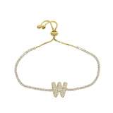 Colorful CZ Tennis Chain Initial Adjust Bracelet