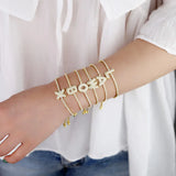 Colorful CZ Tennis Chain Initial Adjust Bracelet