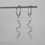 925 Silver Snake Hoop Earrings Women Party Jewelry Punk Gift