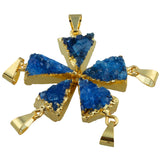 Reiki Healing Geode Druzy Agate Pendant Crystal Stone DIY Necklace Women Jewelry