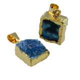 Reiki Healing Geode Druzy Agate Pendant Crystal Stone DIY Necklace Women Jewelry