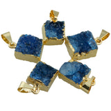 Reiki Healing Geode Druzy Agate Pendant Crystal Stone DIY Necklace Women Jewelry
