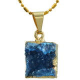Reiki Healing Geode Druzy Agate Pendant Crystal Stone DIY Necklace Women Jewelry