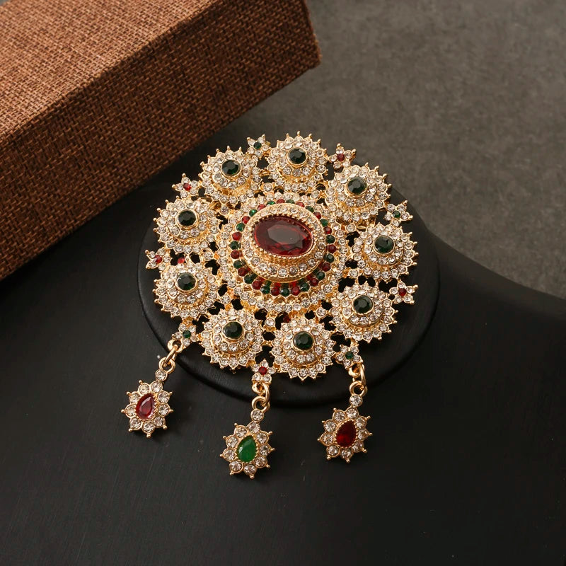 Crystal Rhinestone Brooch Moroccan Tassel Women Accessory
