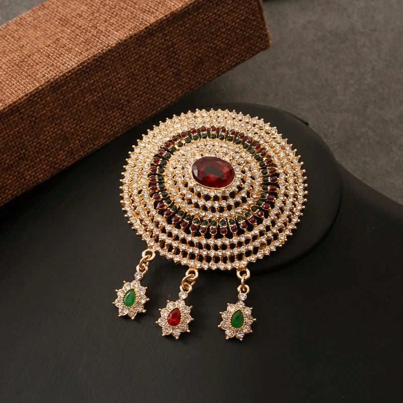Crystal Rhinestone Brooch Moroccan Tassel Women Accessory