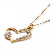 Heart Pendant Necklace with Rhinestone Crystals