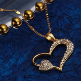 Heart Pendant Necklace with Rhinestone Crystals