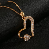 Heart Pendant Necklace with Rhinestone Crystals