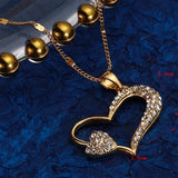Heart Pendant Necklace with Rhinestone Crystals
