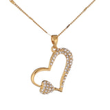 Heart Pendant Necklace with Rhinestone Crystals