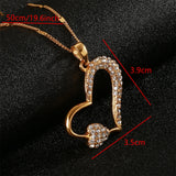 Heart Pendant Necklace with Rhinestone Crystals