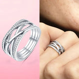 925 Silver Sparkling & Polished Lines Rings for Women
