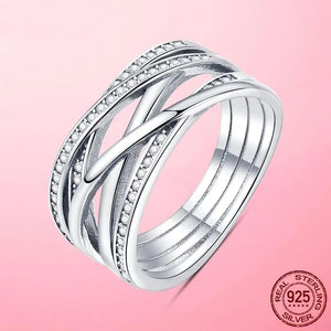 925 Silver Sparkling & Polished Lines Rings for Women