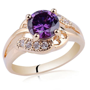 CZ Crystal Ring Women Jewelry Round Cubic Zirconia Femme R096