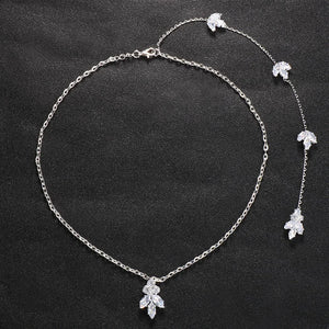 Zircon Crystal Flower Bridal Back Chain Necklace