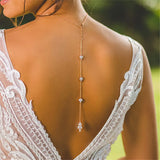 Zircon Crystal Flower Bridal Back Chain Necklace