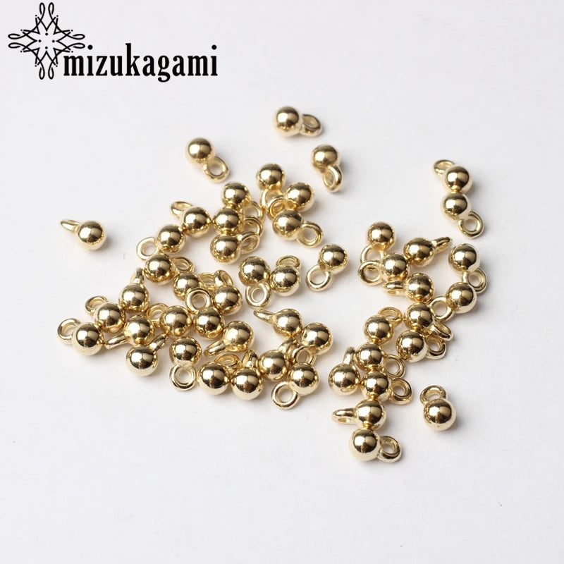 200pcs/lot Silver CCB Round Ball Tail Extender Chain Charms Beads 3*6MM