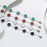 Silver Rose Charm Bracelet Stainless Steel Flower Jewelry