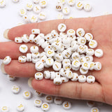 Single Letters Beads Flat Round Alphabet Acrylic Spacer Beads