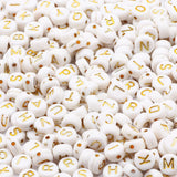 Single Letters Beads Flat Round Alphabet Acrylic Spacer Beads
