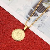 Small Round Allah Pendant Necklace Islamic Muslim Chain Pendant