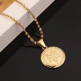 Small Round Allah Pendant Necklace Islamic Muslim Chain Pendant