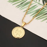 Small Round Allah Pendant Necklace Islamic Muslim Chain Pendant