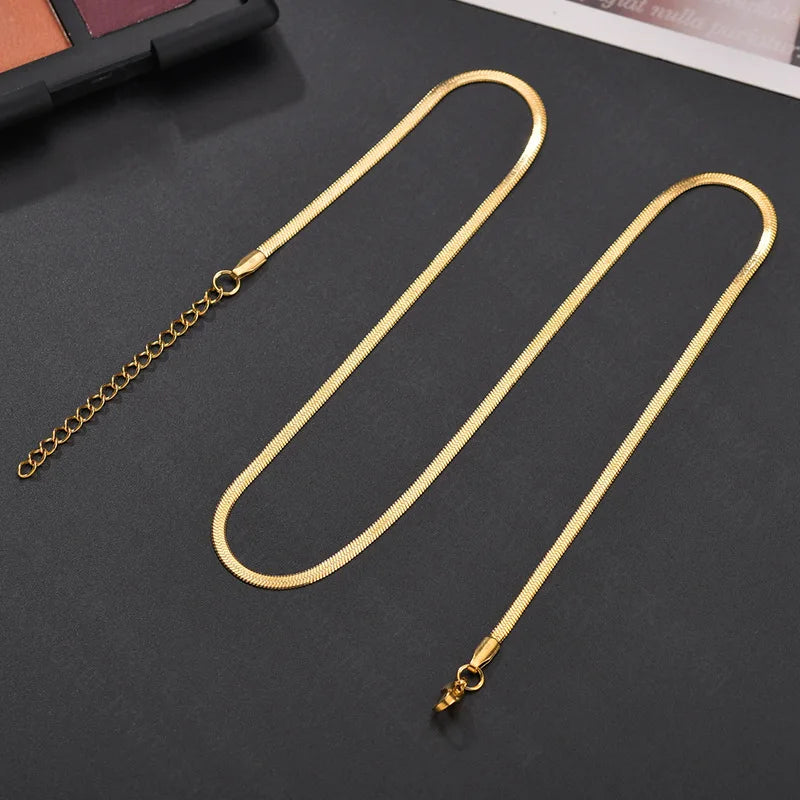 Snake Blade Chain Necklace 3/4/5mm Stainless Steel Punk Choker C045