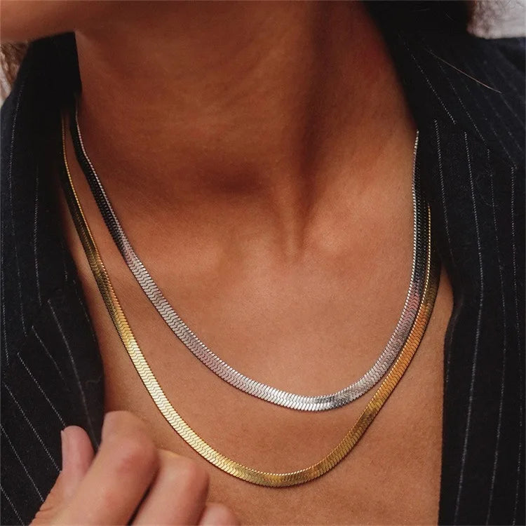 Snake Blade Chain Necklace 3/4/5mm Stainless Steel Punk Choker C045