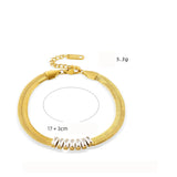 Flat Snake Chain Stainless Steel Bracelet with Green Crystal Zircon
