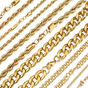 Stainless Steel Chain Necklace Link Choker for Men Women 50/55/60 cm
