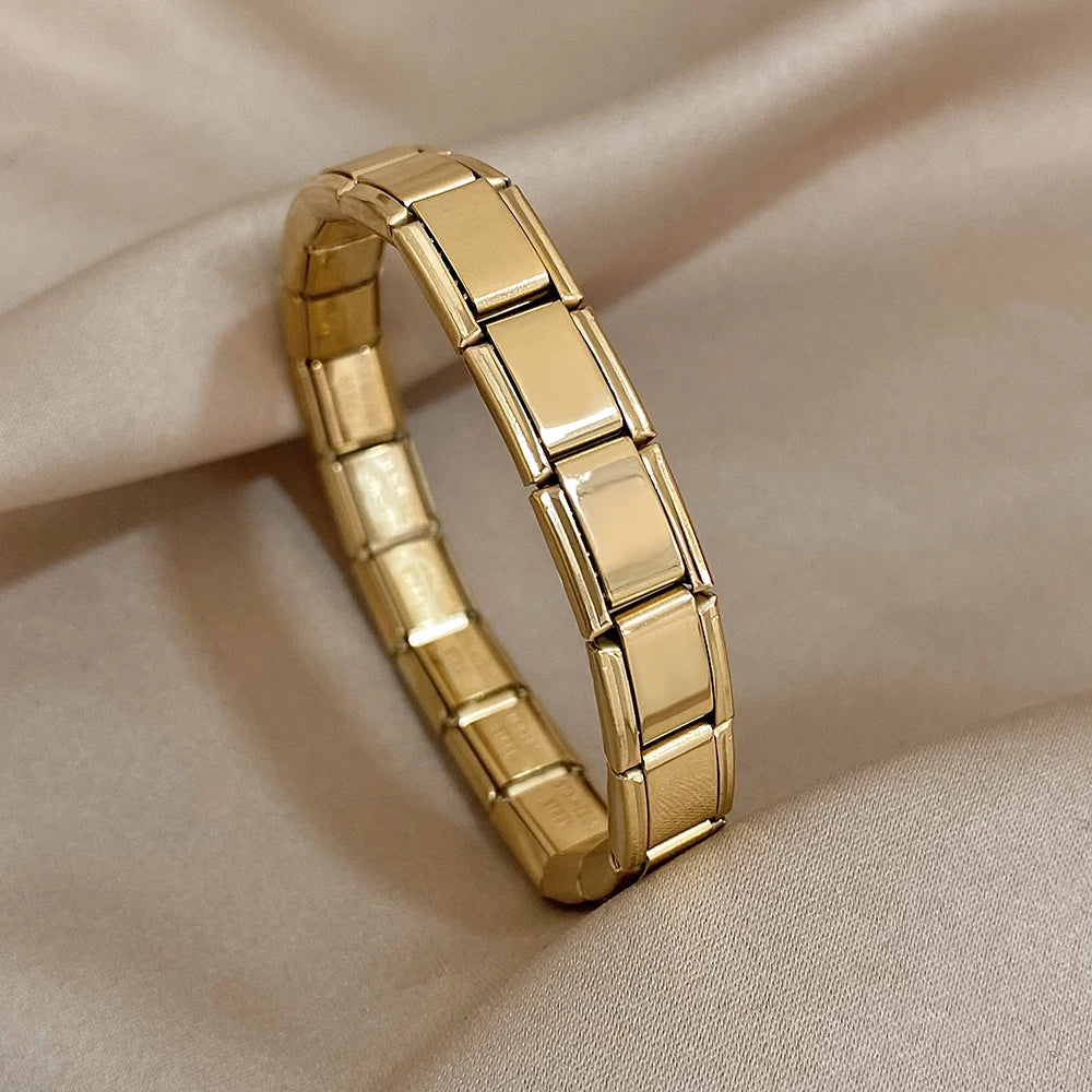 Square Elastic Stainless Steel Bracelet for Women