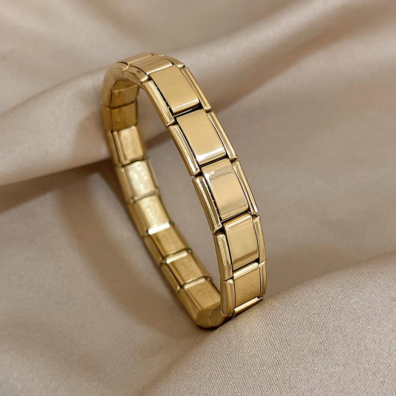 Square Elastic Stainless Steel Bracelet for Women