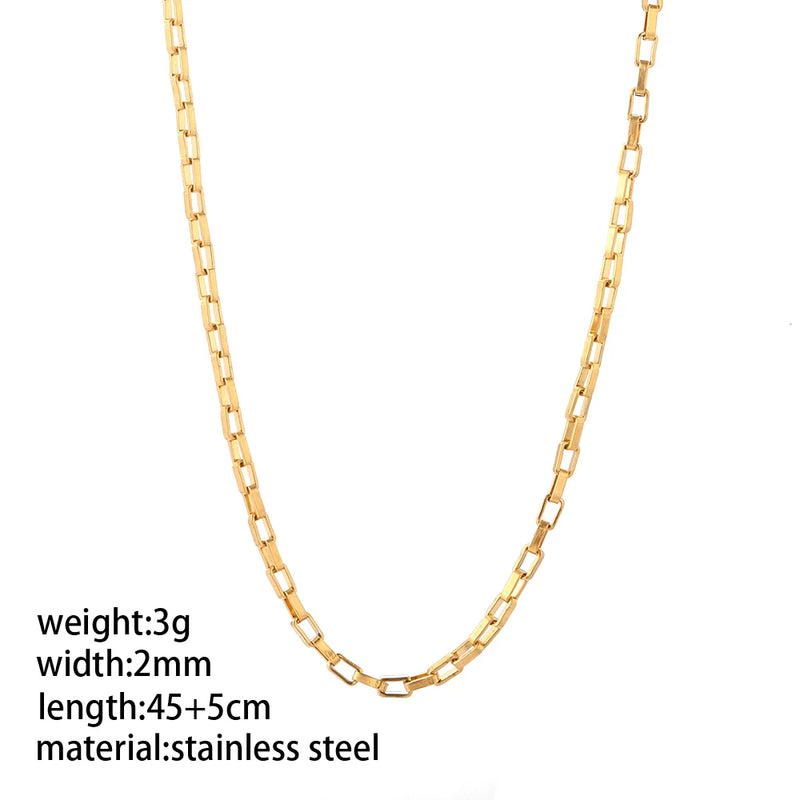 Stainless Steel Necklace for Women Long Link 50cm Woman's Pendant