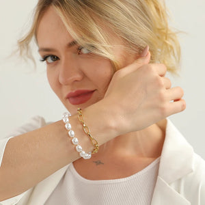 Charm Bracelet for Women Double Layers Link Chain Bangle Pulseras Femme