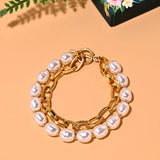 Charm Bracelet for Women Double Layers Link Chain Bangle Pulseras Femme