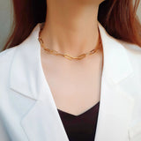 Stainless Steel Choker Necklace Women Hip-hop Punk Short Box Link Neck Chains
