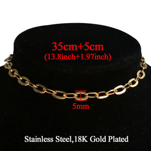 Stainless Steel Choker Necklace Women Hip-hop Punk Short Box Link Neck Chains