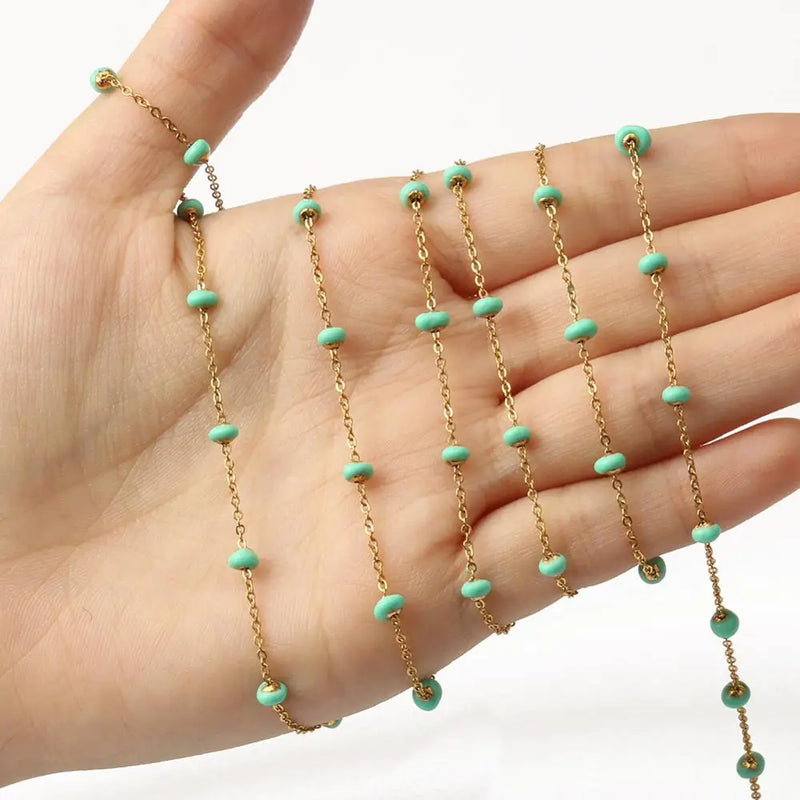 Stainless Steel Oval Wire Wrap Rosary Chain Beads for Anklet