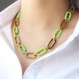 Green Geometric Bracelets for Women - DIY Connected Link Bracelet Chains