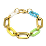 Green Geometric Bracelets for Women - DIY Connected Link Bracelet Chains