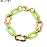 Green Geometric Bracelets for Women - DIY Connected Link Bracelet Chains