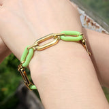 Green Geometric Bracelets for Women - DIY Connected Link Bracelet Chains