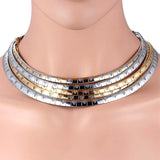 Stainless Steel Heart Choker Necklaces Chunky Snake Chain Statement Jewelry