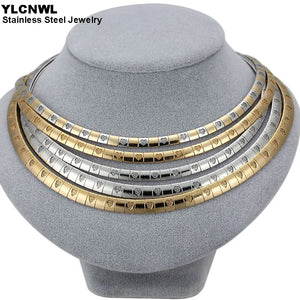 Stainless Steel Heart Choker Necklaces Chunky Snake Chain Statement Jewelry