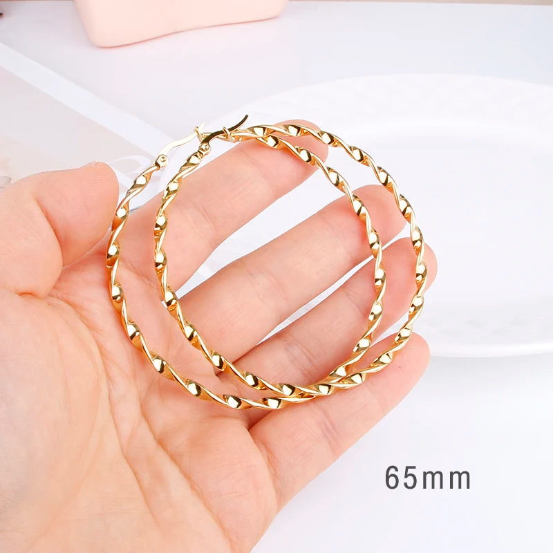Stainless Steel Large Hoop Earring 80mm Thread E0153