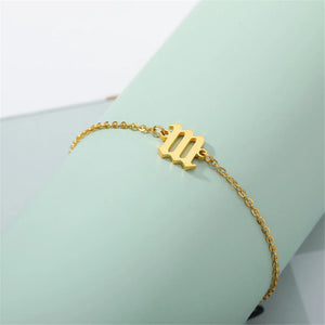 Stainless Steel Lucky Angel Number Charm Bracelet